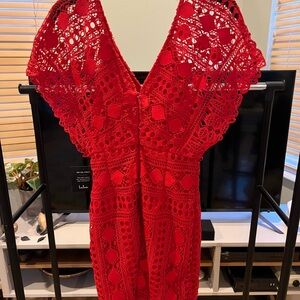 Lulu's Red Backless Flutter Sleeve Sundress